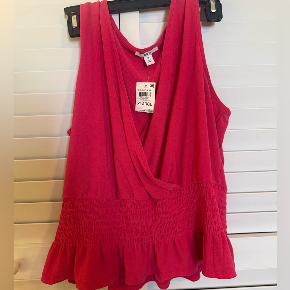 Bar III Flamenco Pink Sleeveless Wrap Top